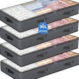 4 Pack Under Bed Storage, 90L Collapsible Closet Containers Organizers